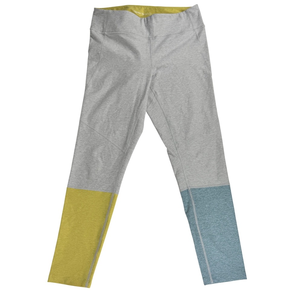 Outdoor Voices Leggings Womens Large Gray Yellow‎ Blue Excellent Colorblock 7/8